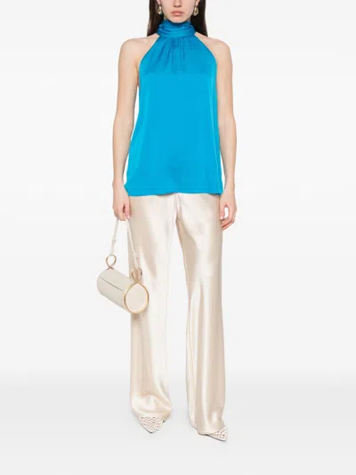 Silk95five Villete Gathered Halter Top In Blue