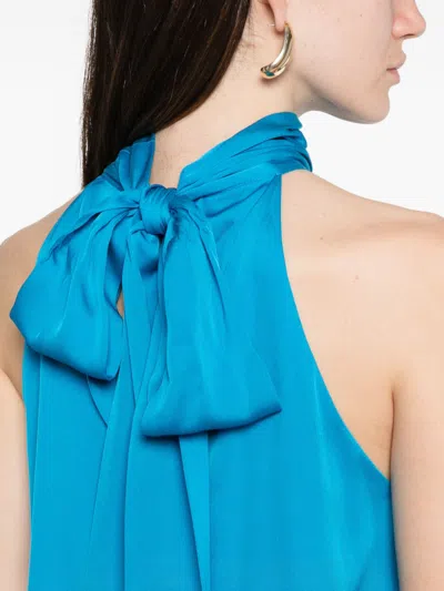 Silk95five Villete Gathered Halter Top In Blue