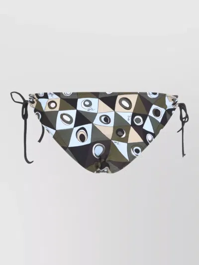 Pucci Geometric Low Rise Polyamide Bikini Bottom In Multi