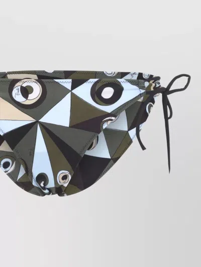Pucci Geometric Low Rise Polyamide Bikini Bottom In Multi