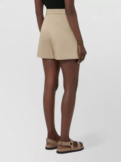 Max Mara Khaki Green Stretch Cotton Satin Mxmtabacco Shorts In Brown