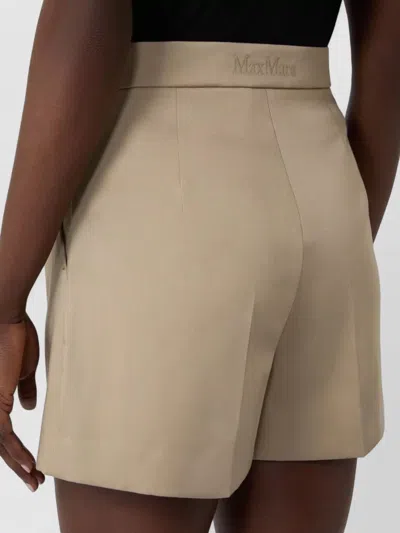 Max Mara Khaki Green Stretch Cotton Satin Mxmtabacco Shorts In Brown