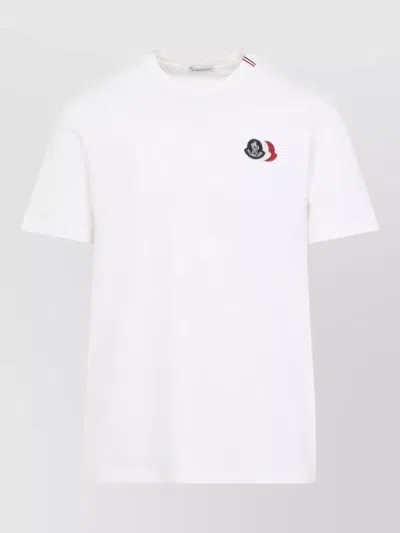 Moncler Short Sleeve Jersey T Shirt Tricolor Collar In Multi