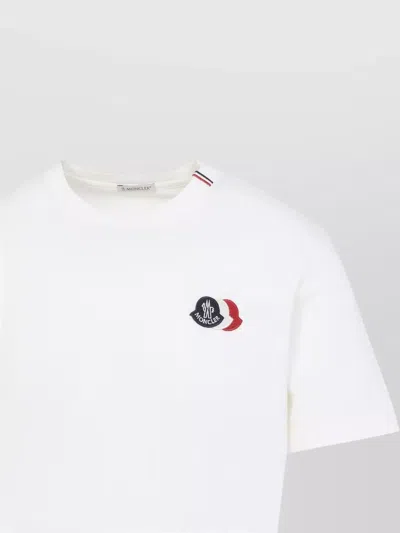 Moncler Short Sleeve Jersey T Shirt Tricolor Collar In Multi
