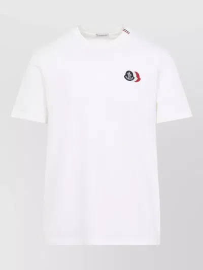 Moncler Short Sleeve Jersey T Shirt Tricolor Collar In Multi
