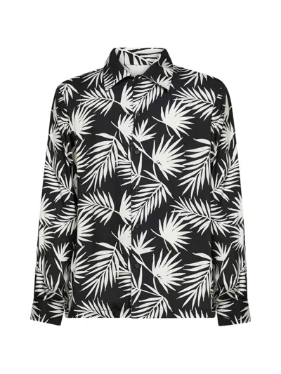 Laneus Black Viscose Pattern Shirt In Animal Print