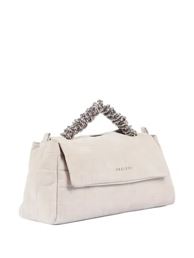 Orciani Twisted-handle Grained-leather Shoulder Bag In Neutral