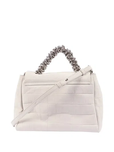 Orciani Crocodile-effect Chain-link Shoulder Bag In White