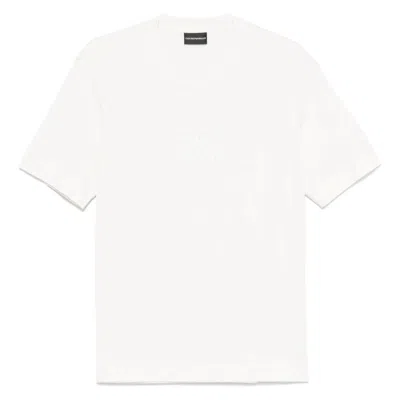 Emporio Armani Asv Domed Logo Pima-jersey T-shirt In White