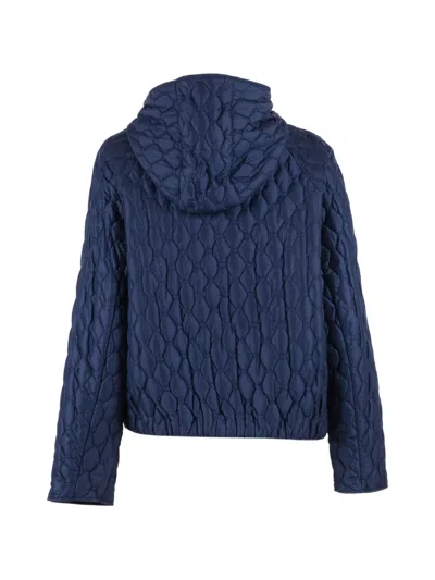Duno Diamond Pattern Hooded Quilted Down Jacket In Blue