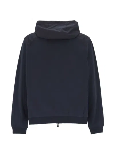 Herno Hooded Zip Blue White Polyester Jacket In Blue