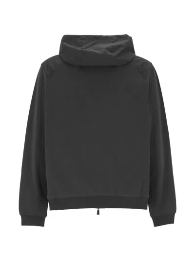 Herno Hooded Zip Blue White Polyester Jacket In Black