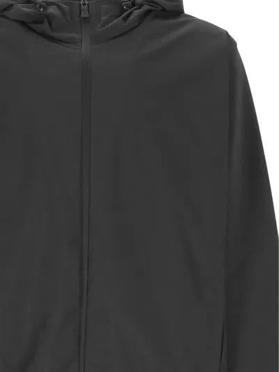 Herno Hooded Zip Blue White Polyester Jacket In Black