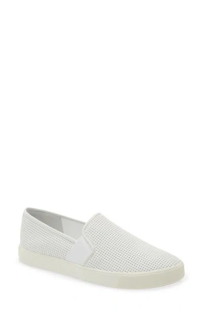 Vince Blair Croc-embossed Leather Slip-on Sneakers In White