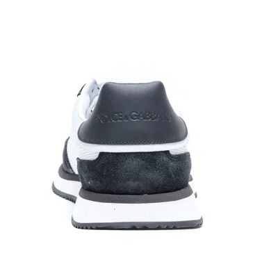 Dolce & Gabbana Aria White And Black Running Sneakers With Logo Detail In Suede And Tech Fabric Man In Multi
