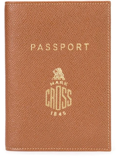 Mark Cross Brand Stamp Passport Holder In Acorn