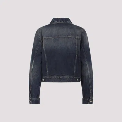 Balenciaga Denim Off-shoulder Cropped Jacket In Blue