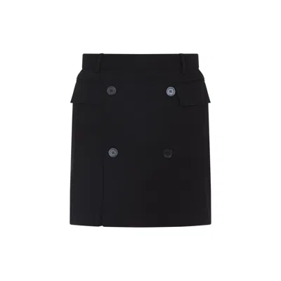 Balenciaga Women Viscose And Wool Twill Miniskirt In Black
