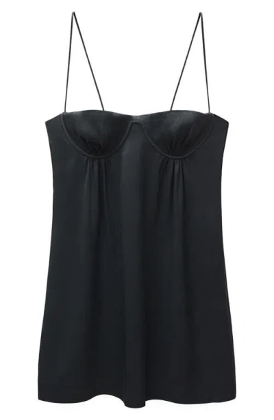 Mango Satin Minidress In Black