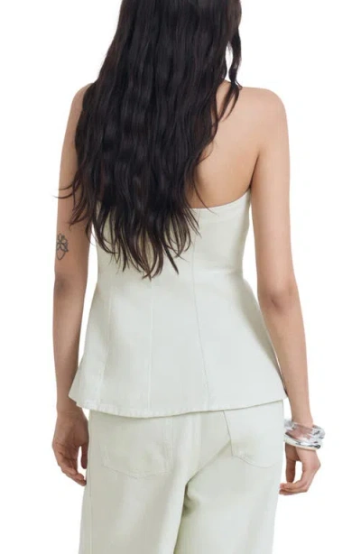 Mango Strapless Flared Top In Green