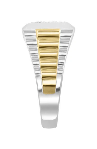 Effy Two-tone Diamond Signet Ring In Pattern