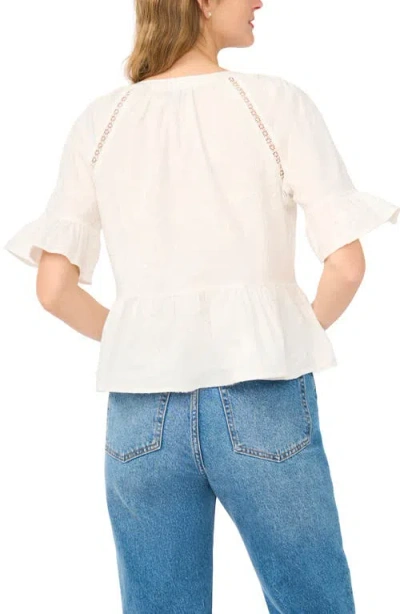 Ted Baker Lace Insert Peplum Top In White