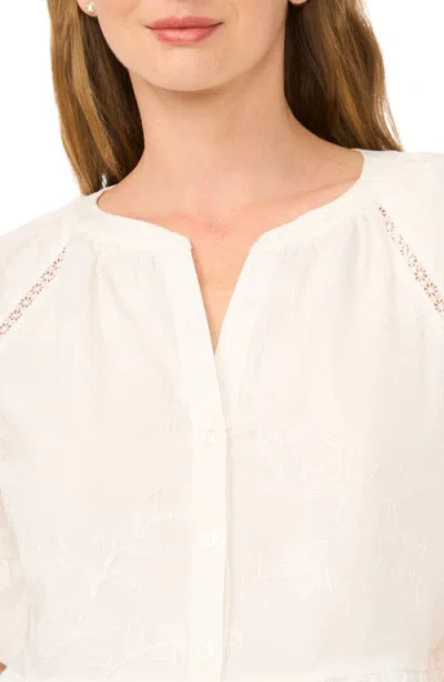 Ted Baker Lace Insert Peplum Top In White