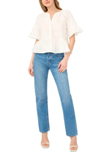 Ted Baker Lace Insert Peplum Top In White