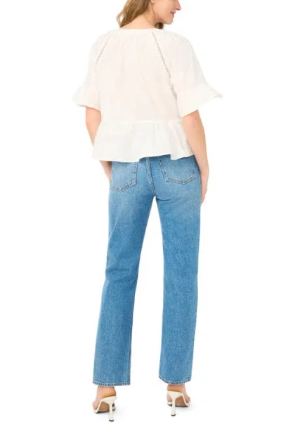 Ted Baker Lace Insert Peplum Top In White
