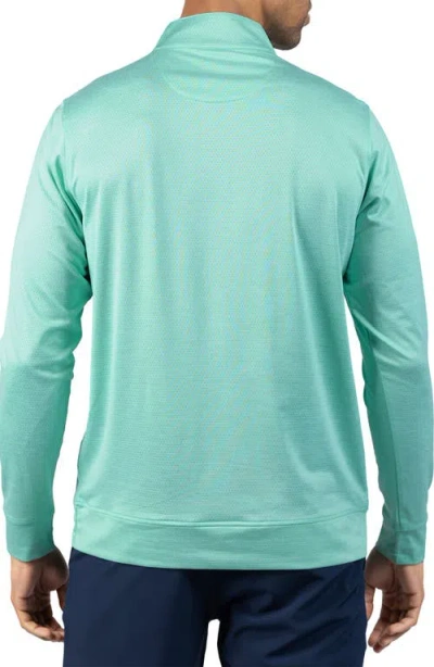 Tailorbyrd Mélange Mesh Performance Quarter Zip Pullover In Green