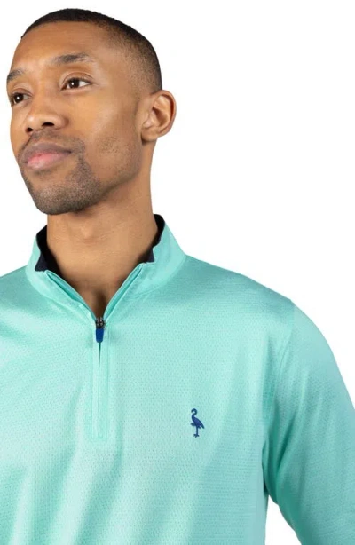 Tailorbyrd Mélange Mesh Performance Quarter Zip Pullover In Green