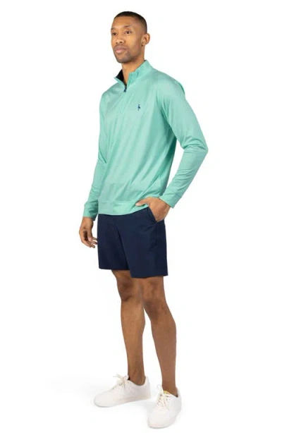 Tailorbyrd Mélange Mesh Performance Quarter Zip Pullover In Green