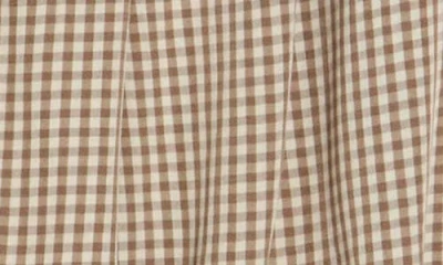 Max Studio Gingham Bubble Hem Top In Brown