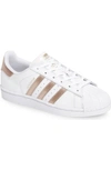 Adidas Originals Women's Superstar Casual Shoes, White In White/ Copper Metallic/ White