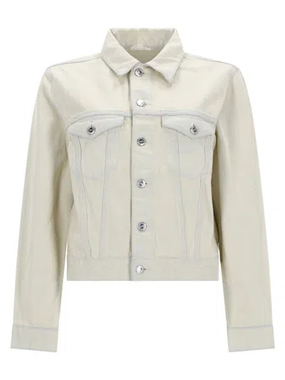 Apc Long-sleeved Single-breasted Denim Jacket In White