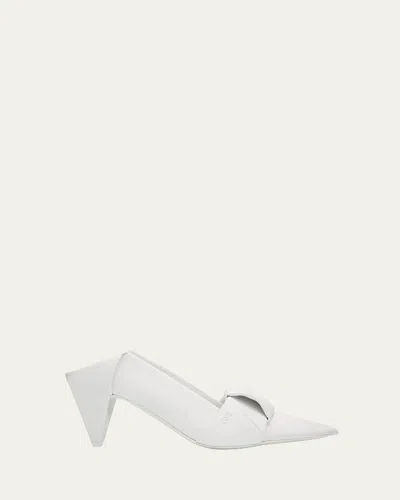 Loewe Leather Origami Mules Pointed Toe Sculptural Heel In White