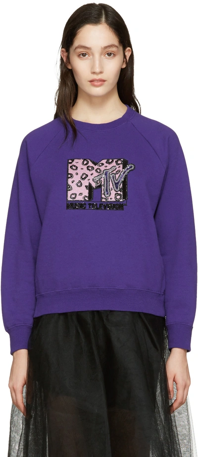Marc Jacobs Purple Embroidered Mtv Pullover