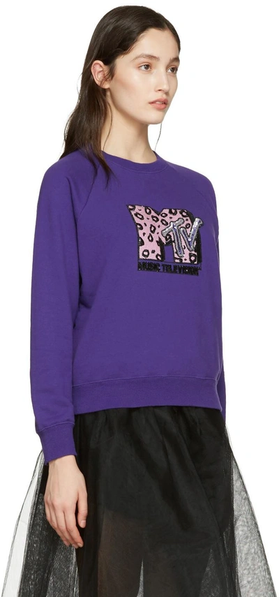 Shop Marc Jacobs Purple Embroidered Mtv Pullover