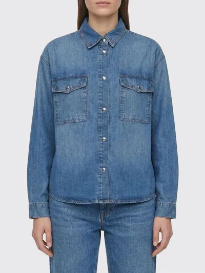 Anine Bing Womens Baltic Blue Paxton Oversized Denim Shirt