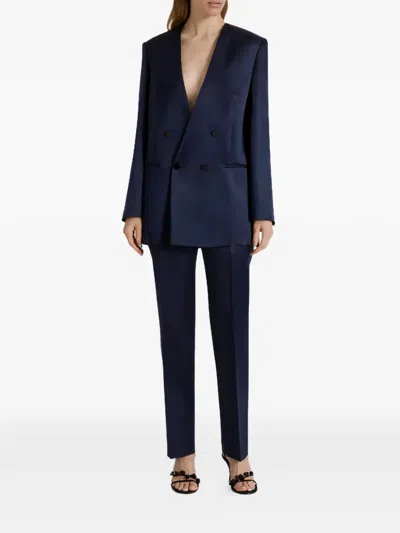 Alberta Ferretti Double-breasted Blazer In Blue