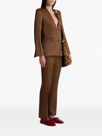 Alberta Ferretti Button Jacket In Brown