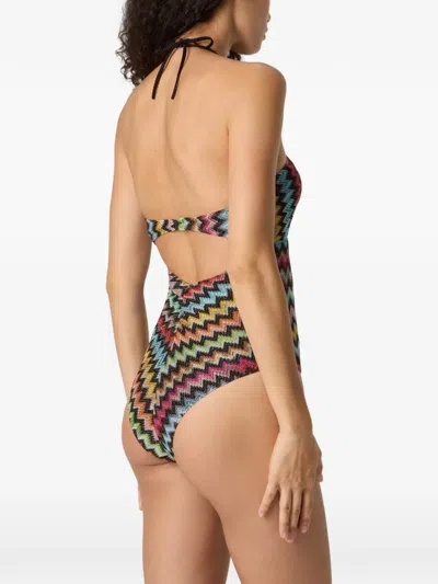 Missoni Zigzag-pattern Swimsuit In Black