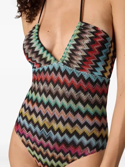 Missoni Zigzag-pattern Swimsuit In Black