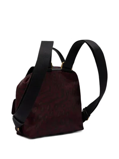 Pinko Patterned-flap Lambskin Backpack In Red