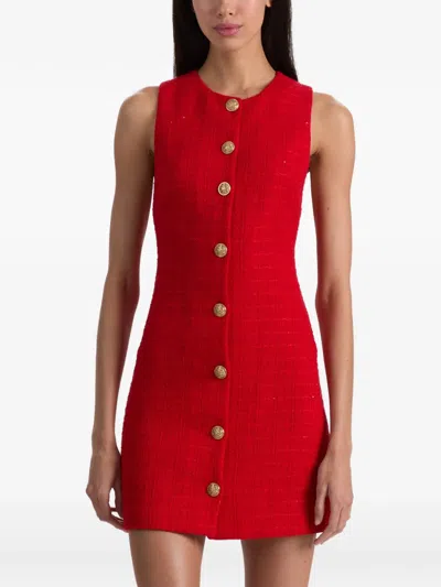 Alice And Olivia Cade Button Front Sleeveless Dress In Red