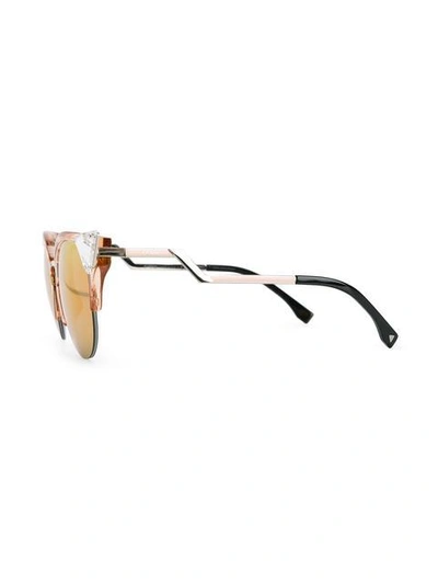 Shop Fendi Eyewear 'iridia' Sonnenbrille Mit Cat-eye-gestell - Metallisch