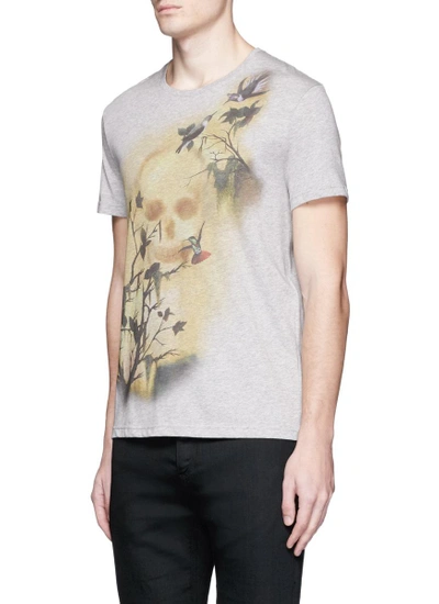 Shop Alexander Mcqueen Skull Hummingbird Print Organic Cotton T-shirt