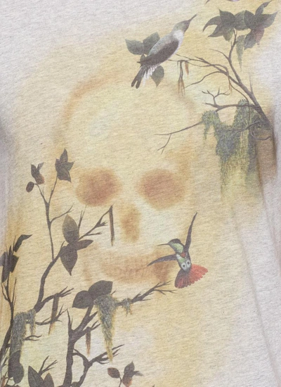 Shop Alexander Mcqueen Skull Hummingbird Print Organic Cotton T-shirt