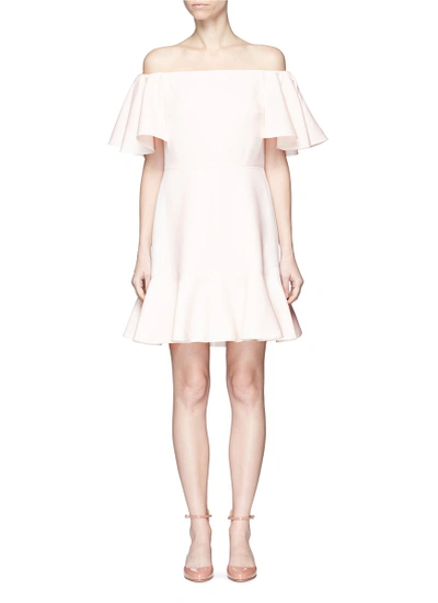 Shop Valentino Ruffle Crepe Couture Off-shoulder Dress