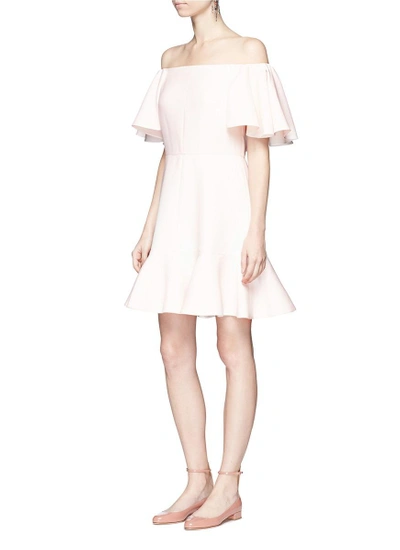 Shop Valentino Ruffle Crepe Couture Off-shoulder Dress